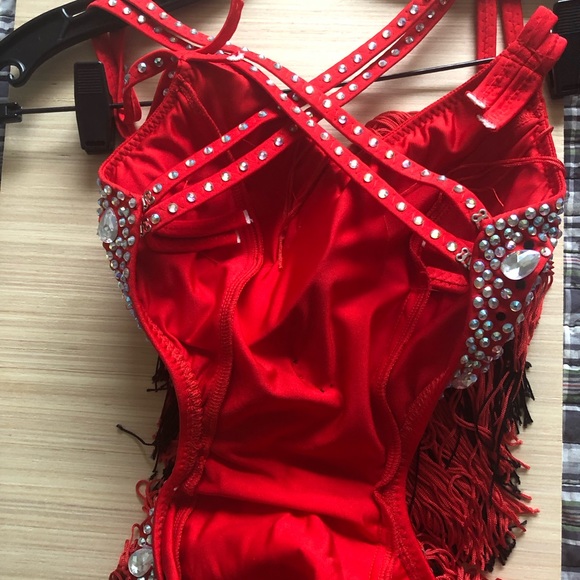 A fabulous Latin dancing dress with fringe, size Junior/ Woman XS-S - Picture 6 of 11